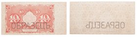 10 Roubles, 1922, specimen. P 130. R 1261. Two (2) uniface pieces, horizontal "???????" perforation. Rare. About uncirculated. Value $600 - UP