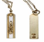 Naval Cadet Corps Epaulette Jetton. 
Naval Cadet Corps Epaulette Jetton. Silver and white enamel. Crowned Slavonic-style “A” on fouled anchor (monogr...