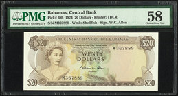 Bahamas Central Bank 20 Dollars 1974 Pick 39b PMG Choice About Unc 58. 

HID09801242017