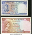 Ceylon Central Bank of Ceylon 1 Rupee 20.1.1951 Pick 47; 2 Rupees 3.6.1952 Pick 50 Very Fine or Better. 

HID09801242017