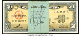 Cuba Banco Nacional de Cuba 50 Pesos 1960 Pick 81c, 18 Examples Crisp Uncirculated or Better. Lot includes consecutive runs of 8 and 10 notes.

HID098...