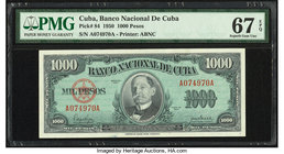 Cuba Banco Nacional de Cuba 1000 Pesos 1950 Pick 84 PMG Superb Gem Unc 67 EPQ. 

HID09801242017