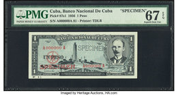 Cuba Banco Nacional de Cuba 1 Peso 1956 Pick 87s1 Specimen PMG Superb Gem Unc 67 EPQ. Perforated Cancelled. 

HID09801242017
