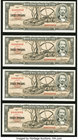 Cuba Banco Nacional de Cuba 10 Pesos 1956 Pick 88a, Four Examples Choice Crisp Uncirculated. Lot includes low serial numbers 85, 86, 87, and 302.

HID...