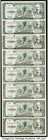 Cuba Banco Nacional de Cuba 1 Peso 1959 Pick 90a, Eight Examples Choice About Uncirculated or Better. 

HID09801242017