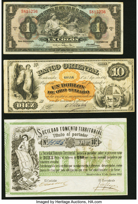 A Trio of Issues from El Salvador and Uruguay. Very Fine or Better. 

HID0980124...