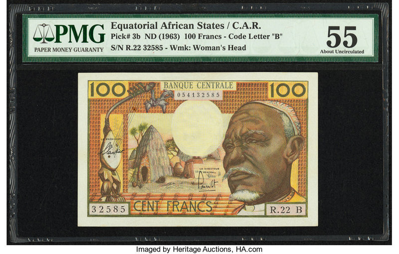 Equatorial African States Banque Centrale 100 Francs ND (1963) Pick 3b PMG About...