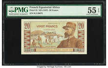 French Equatorial Africa Caisse Centrale de la France d'Outre-Mer 20 Francs ND (1947) Pick 22 PMG About Uncirculated 55 EPQ. 

HID09801242017