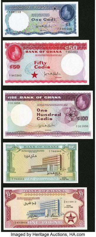 Ghana Bank of Ghana 10 Shillings 1.7.1963 Pick 1d; 1 Pound 1.7.1962 Pick 2d; 1; ...