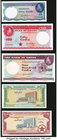 Ghana Bank of Ghana 10 Shillings 1.7.1963 Pick 1d; 1 Pound 1.7.1962 Pick 2d; 1; 50; 100 Cedis ND (1965) Pick 5a; 8a; 9a Crisp Uncirculated. 

HID09801...