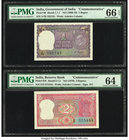 India Reserve Bank of India 1; 2; 5; 10; 100 Rupees ND (1969-70); ND (1970) (2); ND (1969) (2) Pick 66; 67b; 68a; 69b; 70a Five Commemorative Examples...