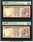 India Reserve Bank of India 1000 Rupees 2007 Pick 100h Jhun&Rez 6.9.6.1H Five Consecutive Examples PMG Uncirculated 62 EPQ. 

HID09801242017