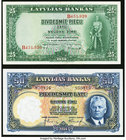 Latvia Latvijas Bankas 25; 50 Latu 1938; 1934 Pick 21; 20 Two Examples Crisp Uncirculated. 

HID09801242017