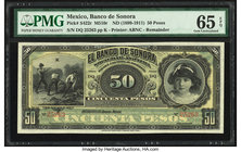 Mexico Banco de Sonora 50 Pesos ND (1899-1911) Pick S422r s M510r Remainder PMG Gem Uncirculated 65 EPQ. 

HID09801242017