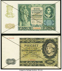 Poland Emission Bank of Poland 50; 500 Zlotych 1.3.1940 Pick 96; 98 About Uncirculated or Better. Pen cancelled.

HID09801242017