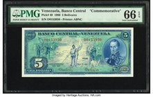 Venezuela Banco Central De Venezuela 5 Bolívares 10.5.1966 Pick 49 Commemorative PMG Gem Uncirculated 66 EPQ. 

HID09801242017