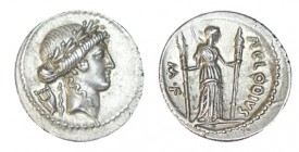 CLAUDIA. Denario. P.Claudius M.f. Turrinus. Roma. CD-428, SI-15. 4,08 g. EBC