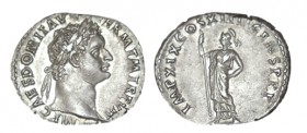 DOMICIANO. Denario. R/ Minerva a izq. con lanza. Ly.: IMP XIX COS XIV CENS PPP. SII-250. 3,45 g. EBC
