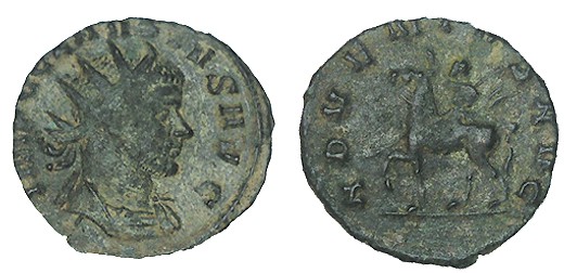 CLAUDIO II. Antoniniano. Roma. R/ Claudio II en caballo a izq. con cetro y levan...