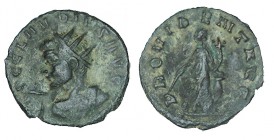 CLAUDIO II. Antoniniano. A/ Busto radiado, con lanza y escudo de Claudio II Gótico a izq. Ly.: IMP C CLAUDIUS AVG. R/ Providencia de frente mirando a ...