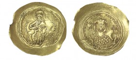 CONSTANTINO IX. Histamenon Nomisma. Constantinopla. R/ Figura del emperador con globo crucífero y labaro. SB-1829. 4,35 g. MBC+