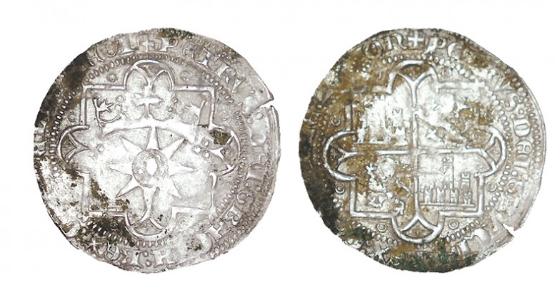 PEDRO I. 4 Maravedís. (Vellón rico). Carmona. A/ Faz dentro de estrella coronada...