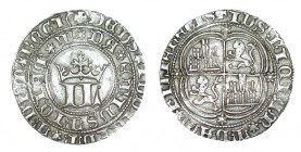 JUAN DE GANTE (Duque de Lancaster) 1 Real. A/ IL coronadas, alrededor, en doble orla de letras: +DEVS-IVDICIAM-TVM-REGI, símbolo indeterminado /- DA- ...