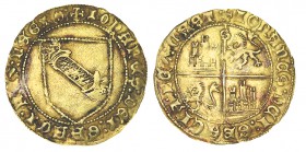 JUAN II (1406 - 1454) Dobla de la Banda. Sevilla. S entre primer y segundo cuarteles. Leones sin coronar. 4,60 g. ABM-617.1. MBC+