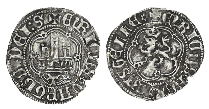 ENRIQUE IV. 1/4 Real. Toledo. A/ Castillo, debajo T, alrededor ly.: +ENRICVS -CA...