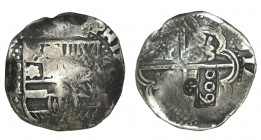 RESELLO PORTUGAL. Contramarca ,época de Alfonso VI de Portugal (1,656-1667), habilitando las monedas de 8 reales por 600 reis. Raro resello sobre 8 re...