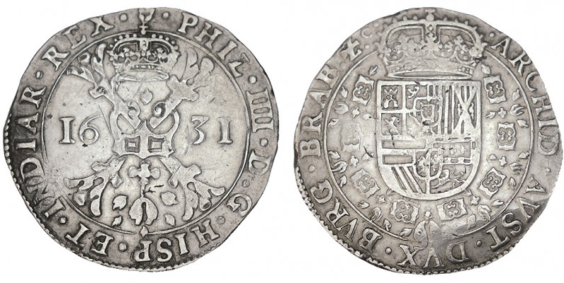1 PATAGÓN. Amberes. 1631. DH- 1574, HV- 645.AN. 27,98 g. MBC+