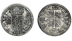 1/2 REAL. Segovia 1728/7. XC-1922 (Vte. por sobrefecha) 1,24 g. Manchitas. ESCASA. (MBC+)