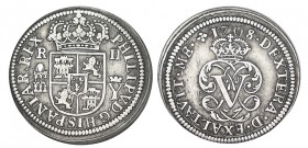 2 REALES. Segovia. 1708 - Y coronada. Palma dcha. sobre izq. XC- 1382. 5,60 g. MBC