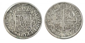 2 REALES. Segovia 1721-F. XC-1399. F pequeña. 5,15 g. MBC+