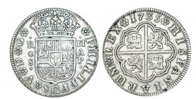 2 REALES. Sevilla. 1735-AP. XC-1436. 5,88 g. MUY ESCASA. EBC-