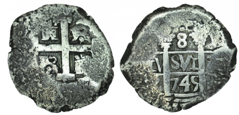 8 REALES. Lima. 1745 - V. XC- 669. 26,58 g. ESCASA (MBC-)