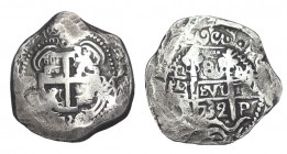 8 REALES. Potosí. 1732 - YA. XC- 890. 26, 82 g. RARA (EBC-)