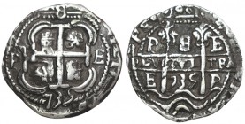 8 REALES. Potosí. 1735 - E. Pieza de "Tipo Real". XC- 832. 26,43 g. RARA (EBC)