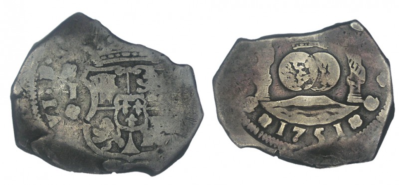 8 REALES. Guatemala. 1751 - J. XC- 282. Buen ejemplar para este tipo. 26,39 g. R...