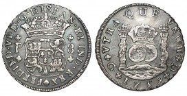 8 REALES Guatemala. 1759 - P. Agujero expertamente tapado. XC- 294. 26,55 g. RARA (MBC+)
