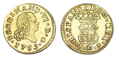 1/2 ESCUDO. Madrid. 1759-JB. XC-258. 1,76 g. Rayita en anv. EBC-