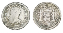 1/2 REAL. Guatemala. 1772-P. XC-1676. 1,58 g. RARA. MBC-