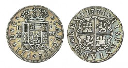 1 REAL. Madrid 1771-PJ. XC-1521, 2,88 g. Último año de las monedas del tipo de cruz. MBC+