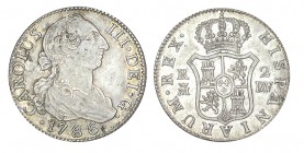2 REALES. Madrid 1786-DV. XC-1319. 5,94 g. Restos de B.O. EBC/EBC+