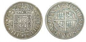 2 REALES. Sevilla 1770-CF. XC-1440. 5,71 g. MBC+