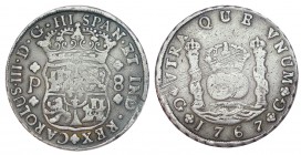 8 REALES. Guatemala. 1767-P. XC-816. 26,79 g. MBC-