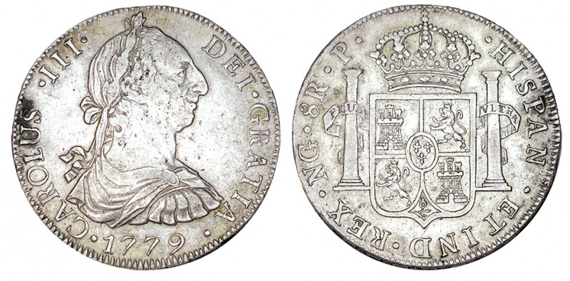 8 REALES. Guatemala NG 1779-P. XC-827. 26,78 g. Buen ejemplar para este tipo. RA...