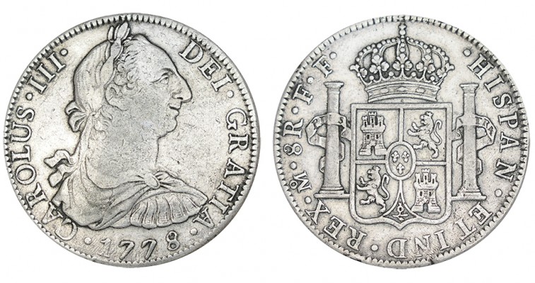8 REALES. México. 1778-FF. XC-926. 26,78 g. MBC