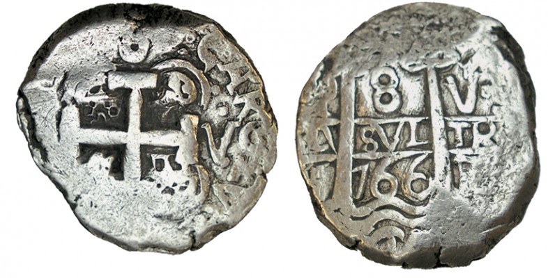 8 REALES. Potosí. 1766-VY. Paoletti-431. 26,96 g. (MBC)