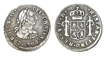 1/2 REAL. Potosí. 1790-PR. XC-1305. 1,73 g. ESCASA. MBC